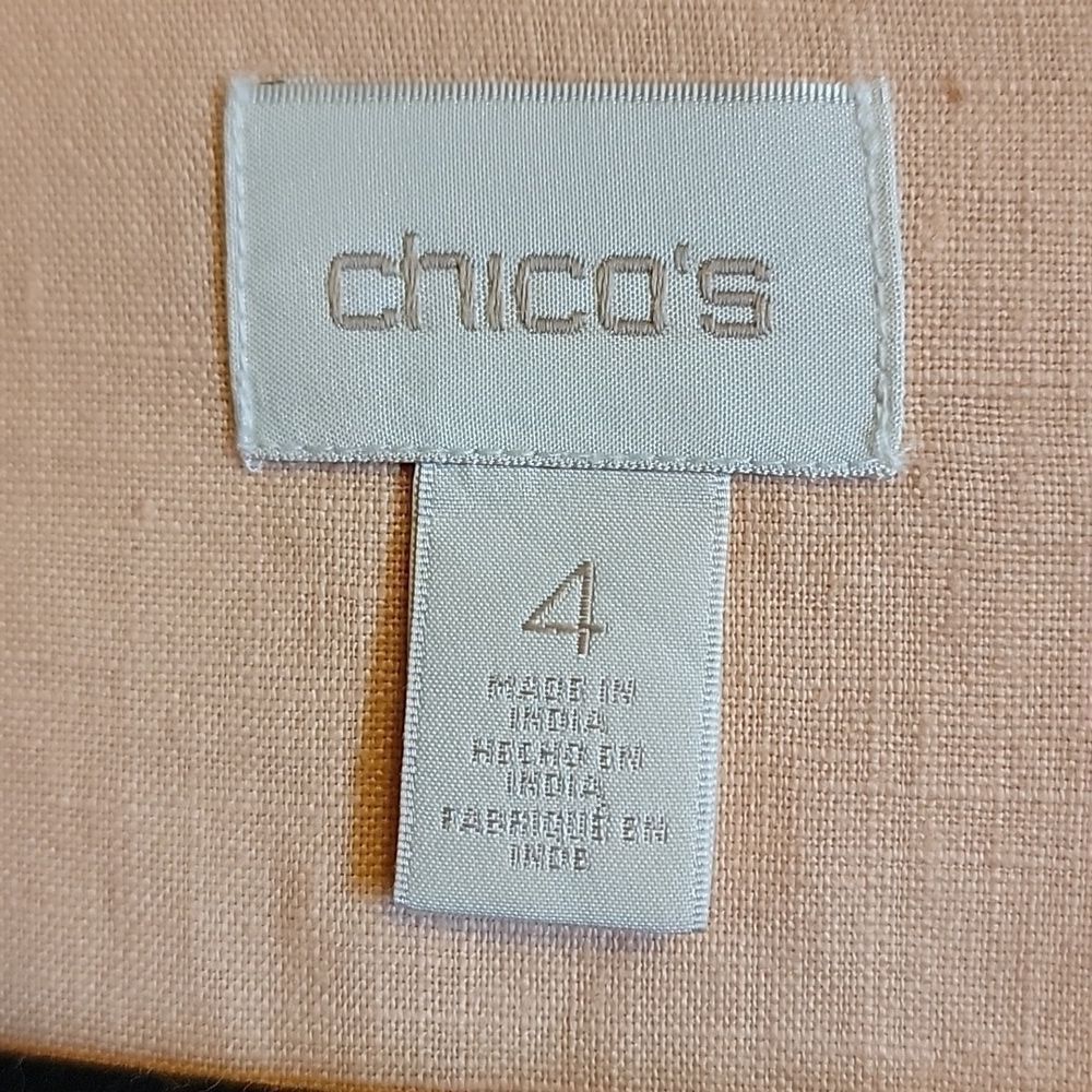 Chico's-Linen Peach open collared jkt. with pockets Size 4=XL. - Picture 3 of 11